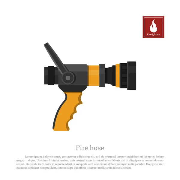 Manguera de fuego sobre fondo blanco. Equipo de bomberos en estilo realista — Vector de stock