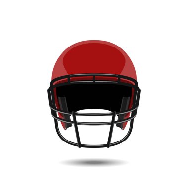 Red american football helmet on white background. Sports protection in a realistic style clipart