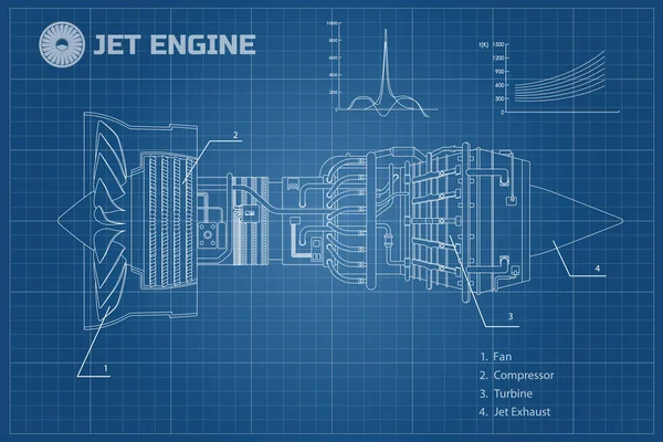 Jet motoru. Endüstriyel vektör blueprint