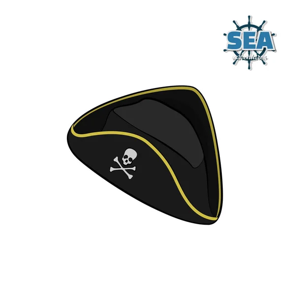 Korsan şapkasını beyaz arka plan üzerinde izometrik tarzı simgesi. İzole karikatür tarzı resimde — Stok Vektör
