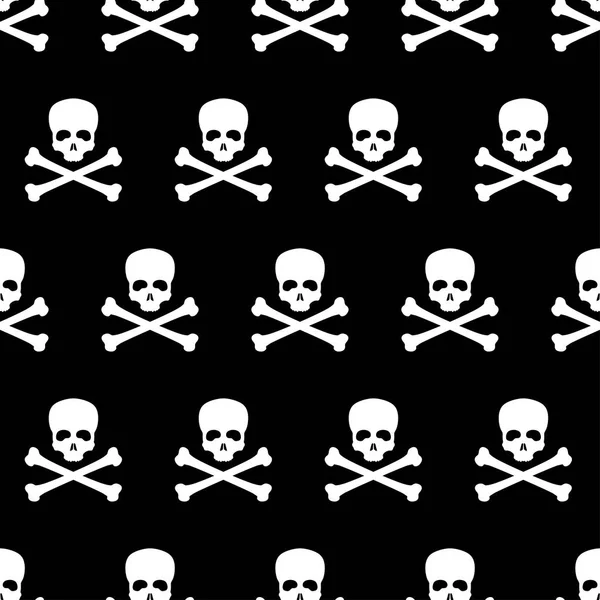 Patrón sin costuras con cráneo y huesos. Jolly Roger. Imagen para papel de regalo. Icono de veneno — Vector de stock