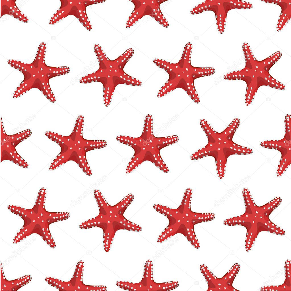 Seamless pattern with red starfish. Image for wrapping paper