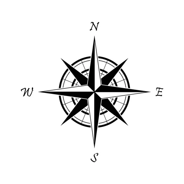 黑白色背景上的罗盘图标。海上航行。冒险地图标志 — 图库矢量图片