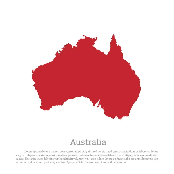 Silhouette rossa dell'Australia continentale su sfondo bianco. Mappa dettagliata — Vettoriale Stock