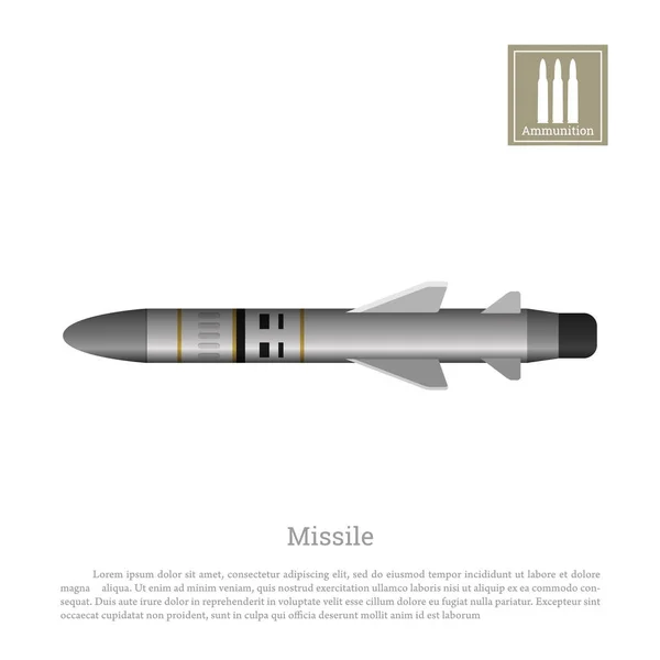 Foguete desenho em um fundo branco. Ícone de míssil balístico — Vetor de Stock