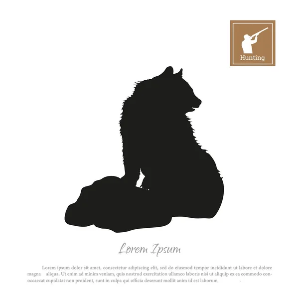 Silueta negra de oso sobre fondo blanco. Animales forestales — Archivo Imágenes Vectoriales