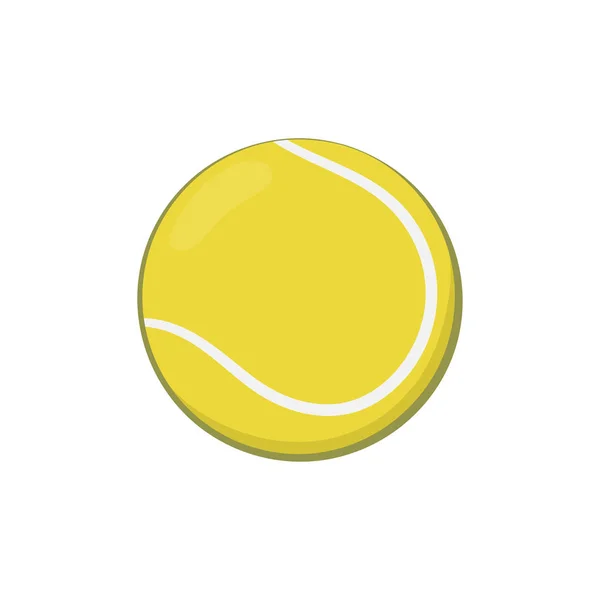 Ícone de bola de tênis amarelo em estilo cartoon. Objeto isolado sobre fundo branco — Vetor de Stock