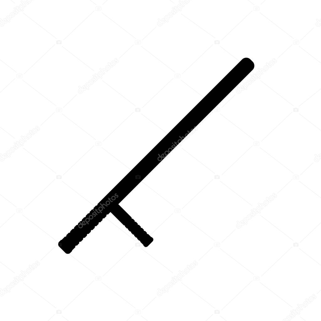 Black silhouettes of batons on white background. Police equipment. Vector illustration