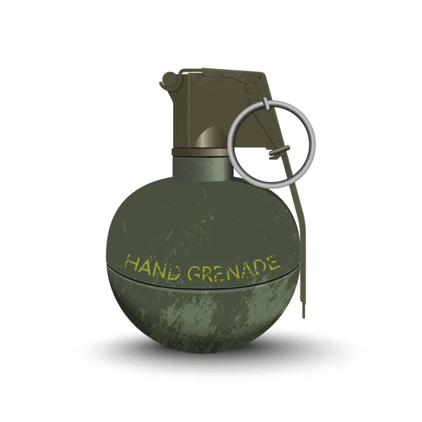 Imagen realista detallada de la granada de mano. Explosivo del ejército. Icono de arma. Objeto militar — Archivo Imágenes Vectoriales
