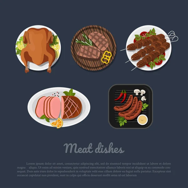 Set of food icons meat dishes Royalty Free Vector Image