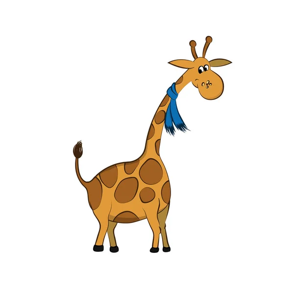 Zvířata ze zoo. Žirafa s šálou v karikatuře stylu. Izolované roztomilý charakter — Stockový vektor