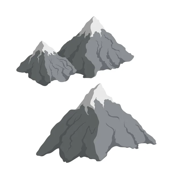 Серые горы в мультяшном стиле. Изометрический вид на скалу. Изолированный значок 3D — стоковый вектор
