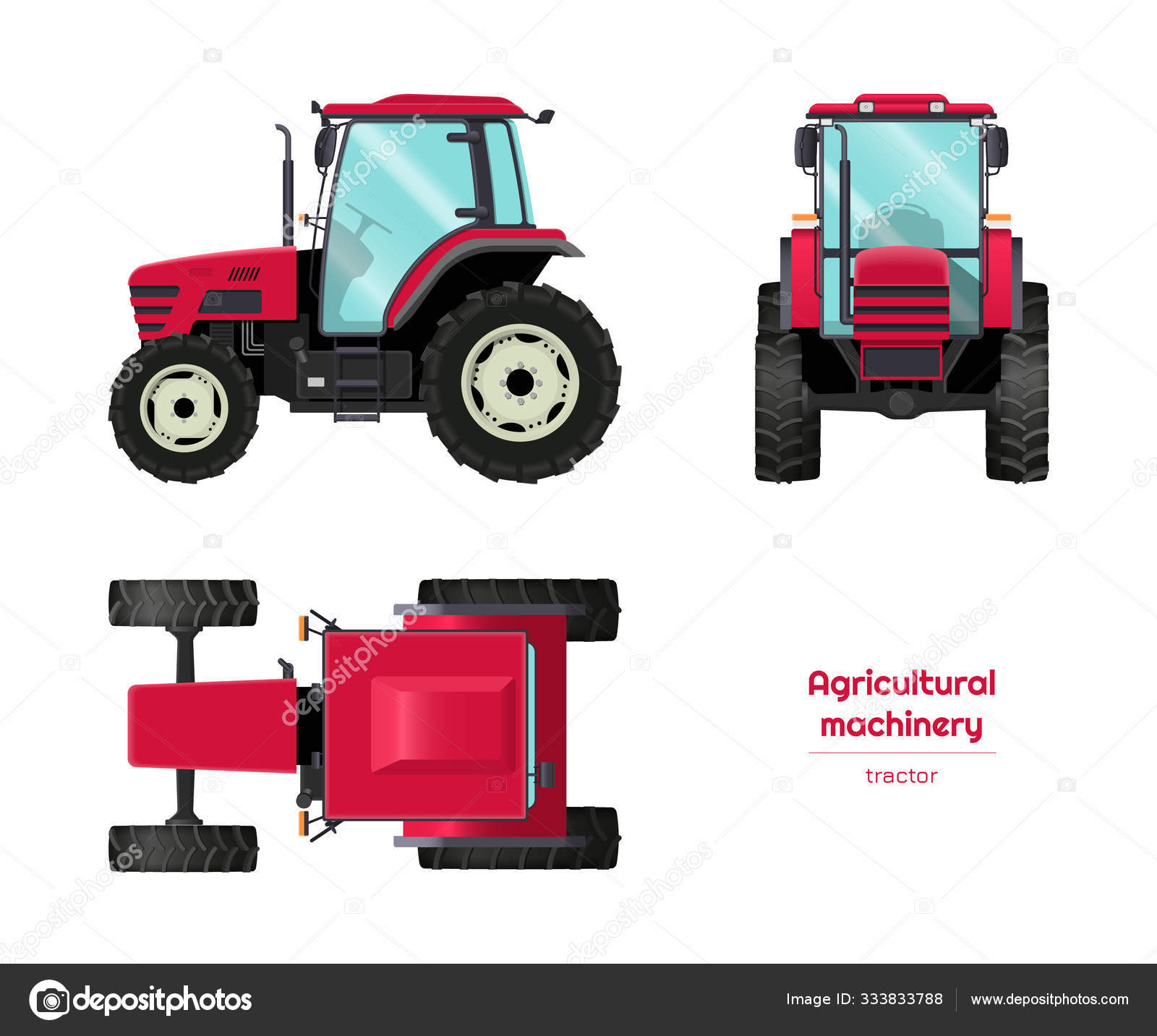 Isolated tractor. Side, front and top view of agriculture machinery. Farming vehicle in cartoon style. Industry blueprint Stock Vector Image by ©Shain #333833788 Isolated tractor. Side, front and top view of agriculture machinery. Farming vehicle in cartoon style. Industry blueprint Stock Vector Image by ©Shain #333833788