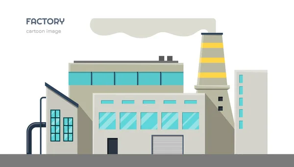 Factory exterior. Isolated industrial image in cartoon style. Urban scene with industry building — 스톡 벡터