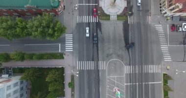 Hava cityscape dikey görünüm binalar Sunset'teki downtown