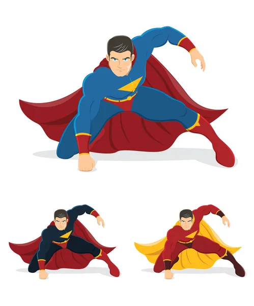 白色背景的超级英雄 超级英雄在行动 下面是2附加版本 未使用渐变 — 图库矢量图片