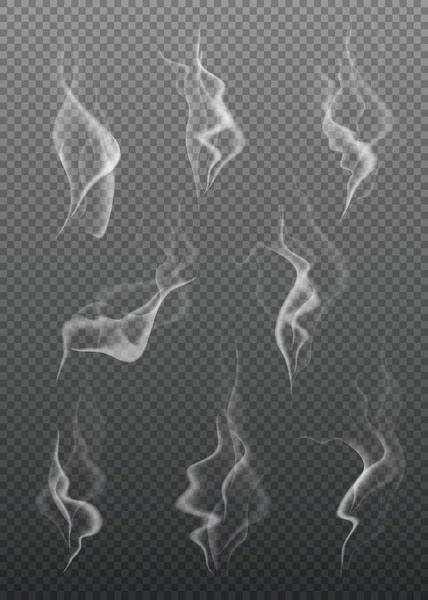 Set Onde Fumo Trasparenti — Vettoriale Stock