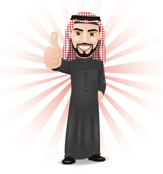 Arabic Businessman Showing Thumbs Sign — Stock Vector