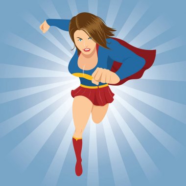 Female Superhero Running Forward clipart