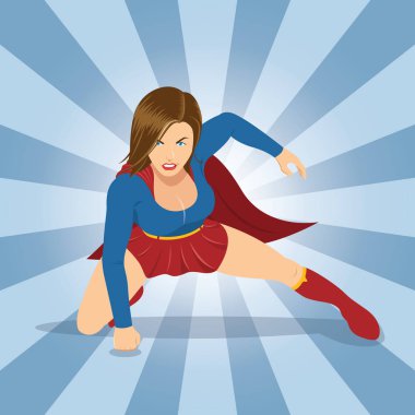 Kırmızı pelerin ile kadın süper kahraman