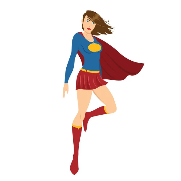 空中に女性のスーパー ヒーロー — ストックベクタ