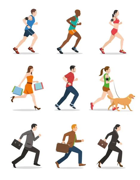 Εικονογράφηση Των Ανδρών Και Των Γυναικών Που Τρέχει — Διανυσματικό Αρχείο