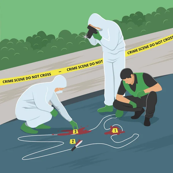 Illustration Vectorielle Enquête Sur Les Lieux Crime — Image vectorielle