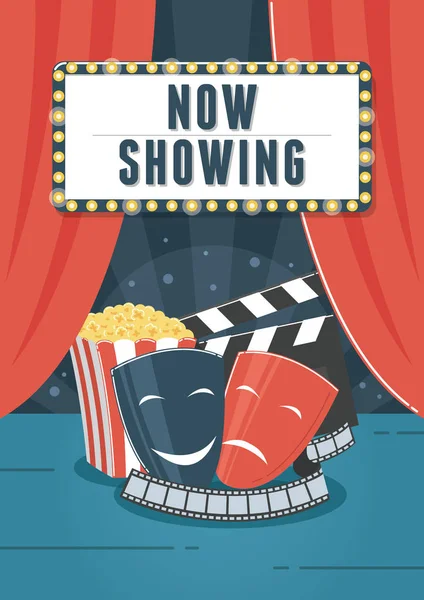 Τώρα Δείχνει Σινεμά Μπορεί Χρησιμοποιηθεί Για Flyer Αφίσας Πανό Διαφήμιση — Διανυσματικό Αρχείο