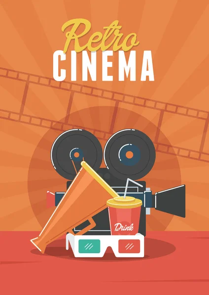 Cinema Retrò Può Essere Utilizzato Volantino Poster Banner Annuncio Sfondo — Vettoriale Stock