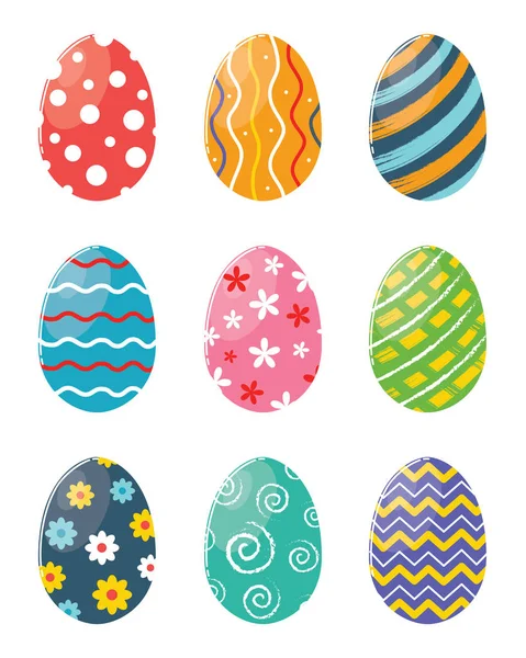 Conjunto Coloridos Huevos Pascua — Vector de stock