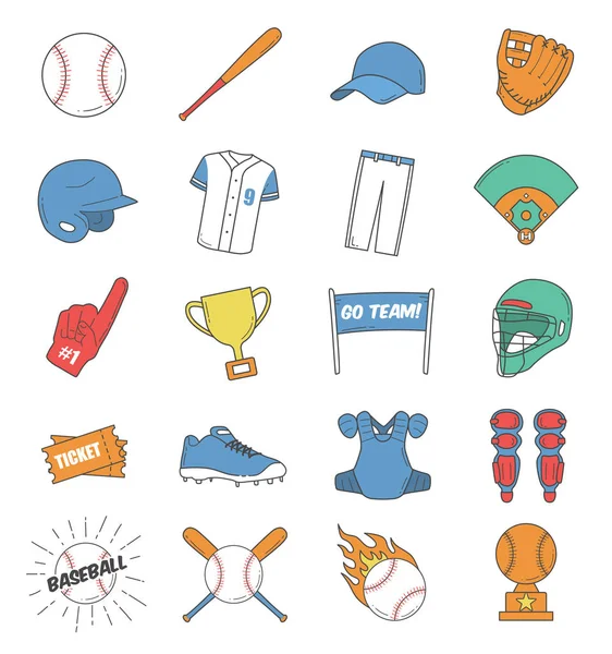 Baseball icon set. Vector graphic elements