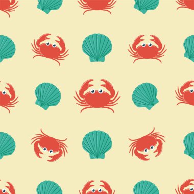 Yengeç ve Seashell Seamless Modeli