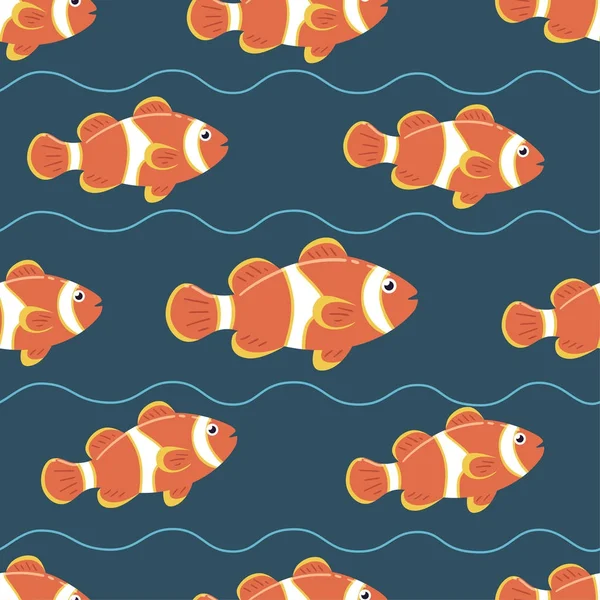 Clownfish Illustrazione Vettoriale Senza Cuciture Del Modello — Vettoriale Stock