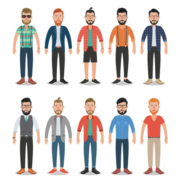 Set Hipster Men — Stock Vector