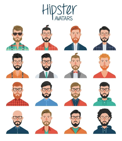 Set Hipster Avatars Avatar Icons — Stock Vector