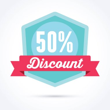 Rozet % 50 indirim. Satış ve promosyon afiş