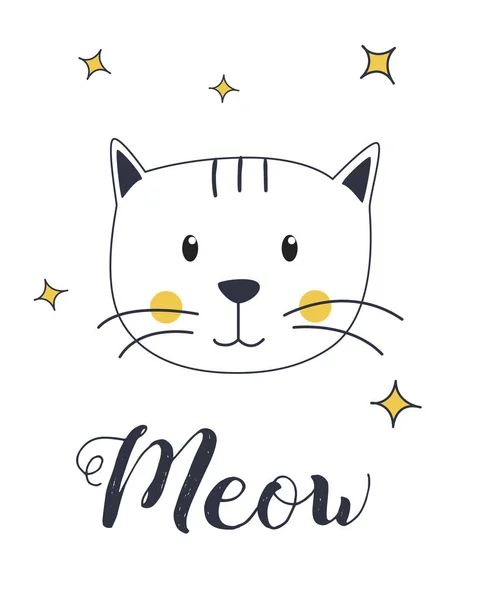 Miaou Chat Illustration Vectorielle Pour Shirt Imprimé — Image vectorielle