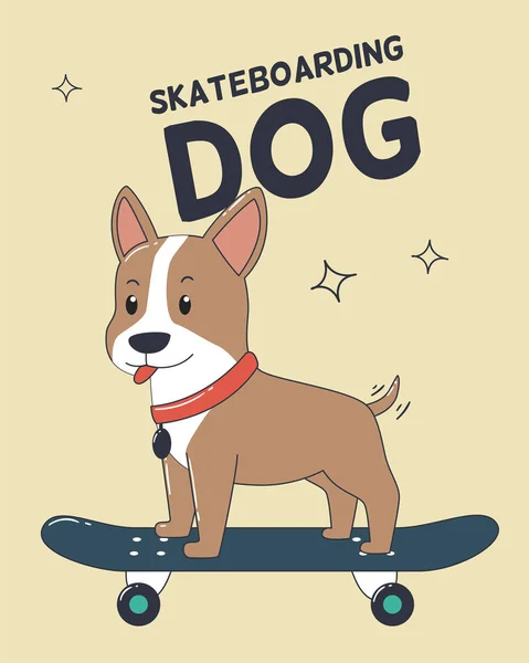 Chien Skate Illustration Vectorielle Pour Shirt Imprimé — Image vectorielle