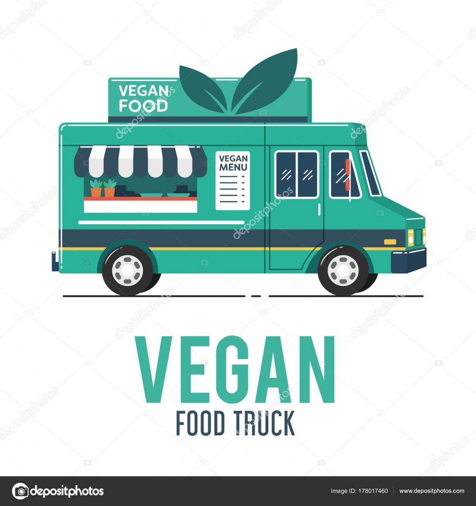 Vegan Food Truck Vector Illustration Stock Vector