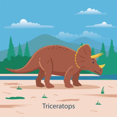Triceratops Tarih öncesi hayvan vektör çizim