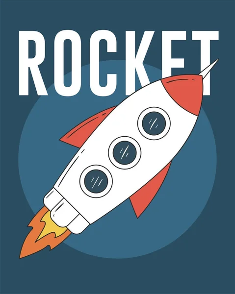 Raketa Ilustrace Modrém Pozadí — Stockový vektor
