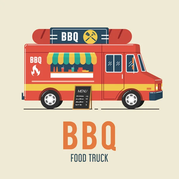 Barbecue Food Truck Vector Illustration — Stock Vector
