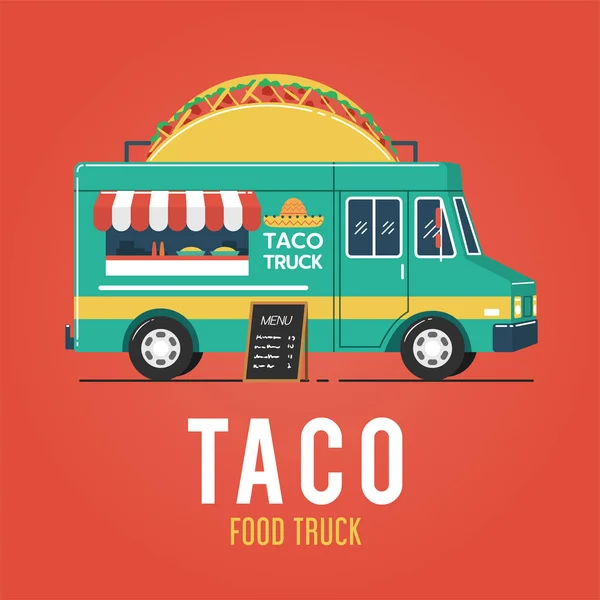 Taco yemek kamyon vektör çizim