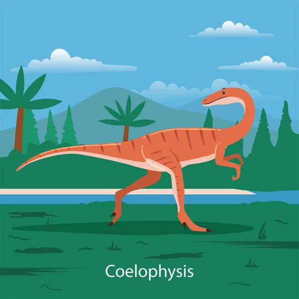 Coelophysis Ilustración Del Vector Animal Prehistórico — Archivo Imágenes Vectoriales