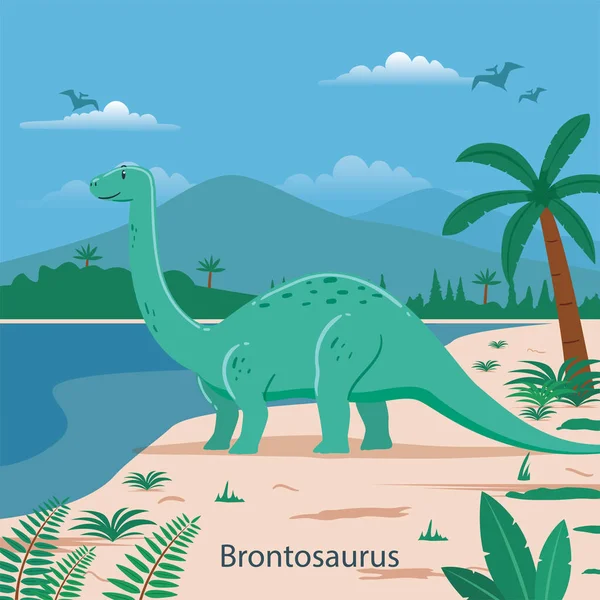 Brontosaurus Förhistoriska Djur Vektorillustration — Stock vektor