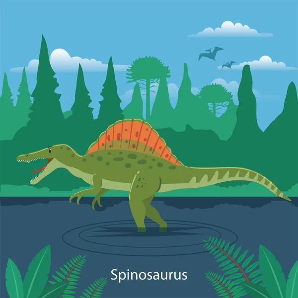 Доисторическая Векторная Иллюстрация Спинозавра — стоковый вектор