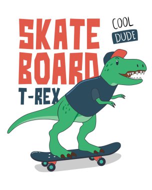 Dinozor kaykay üzerinde. Kay kay T-rex