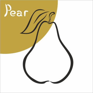 Armut siyah beyaz meyve kroki logo suyu etiketi