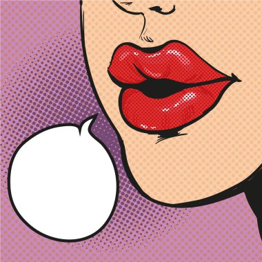 Kadın ağız pop art comic vektör