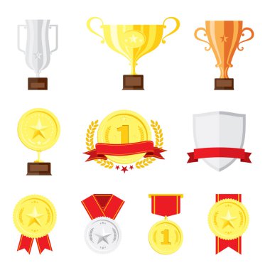 Kazanan Set düz tasarım simgeler